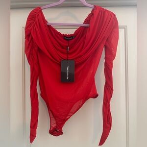 NWT Off-the-shoulder mesh-sleeve bodysuit